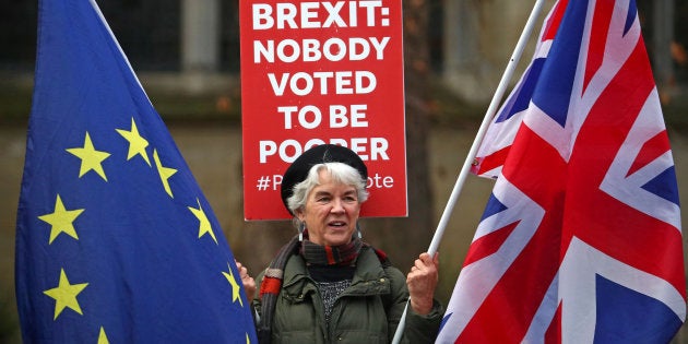Una manifestante proeuropea en