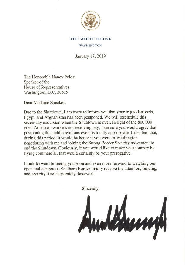 La sarcástica carta con la que Trump cancela un viaje de 