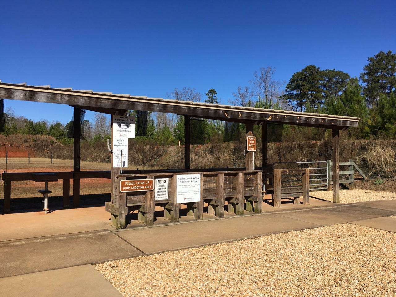 A quiet day at the Cedar Creek Shooting Range, Eatonton, Georgia, in January 2019.