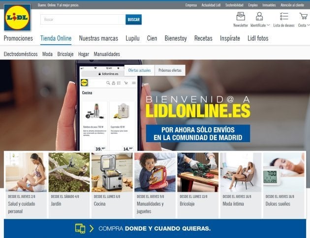 Captura de la página web de Lidl.