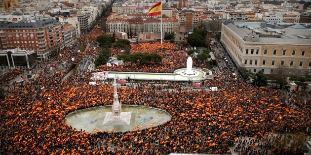 Vista aérea de la manifestación en Colón.