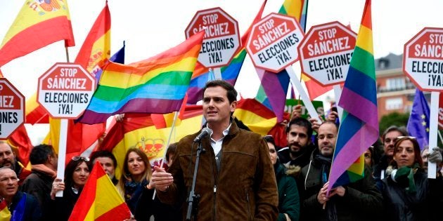 Albert Rivera en la manifestación en Colón contra el Gobierno de Pedro Sánchez.
