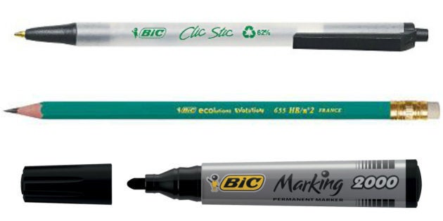 Un bolígrafo, un lápiz y un marcador