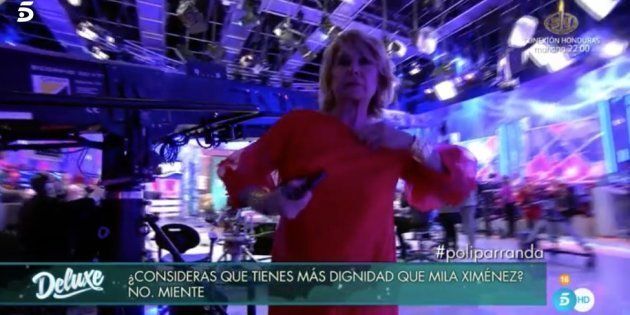 Mila Ximénez se enfada y abandona en directo el plató de 'Sábado
