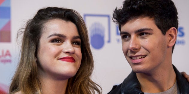 Amaia Romero y Alfred García, en 'La Noche de Cadena 100' en Madrid en 24 de marzo de 2018.