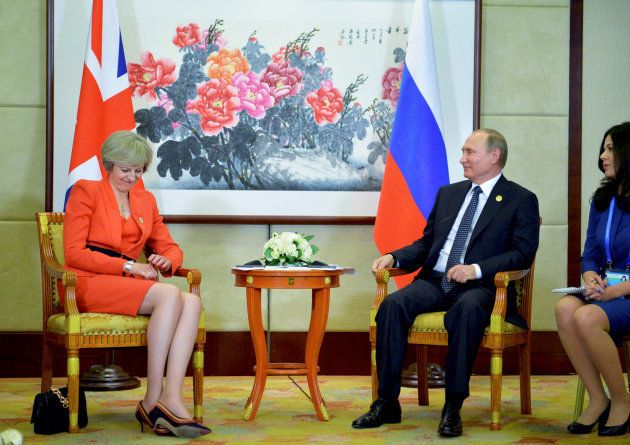 La 'premier' Theresa May y el presidente ruso Vladimir Putin, reunidos en Hangzhou (China) durante la reunión del G20 de 2016.
