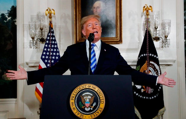 El presidente de EEUU, Donald Trump, durante su alocución de hoy.