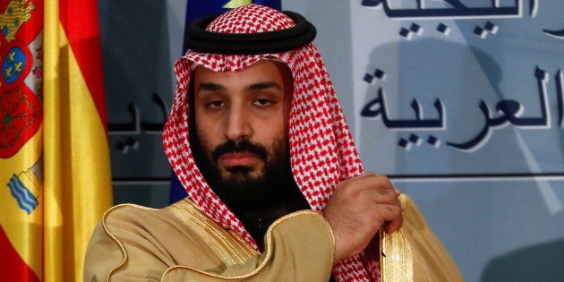 El príncipe saudí Mohammed bin Salman, durante una recepción en La Moncloa en abril de 2018, cuando visitó España.