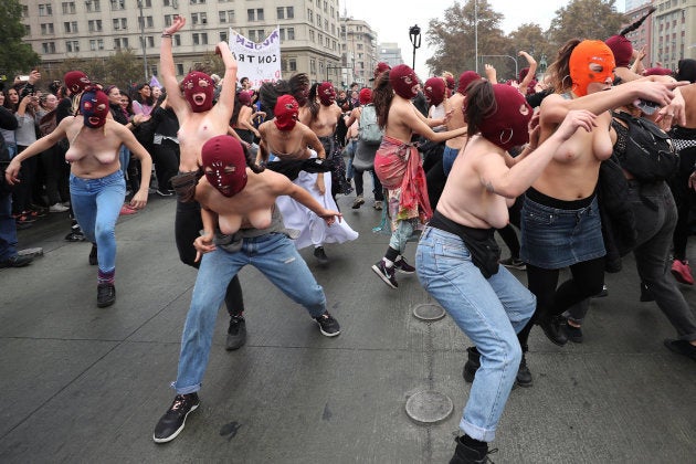 Manifestación contra la violencia machista en Chile.