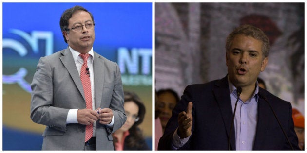 Gustavo Petro (i) e Iván Duque se disputarán la presidencia de Colombia en la segunda vuelta electoral.