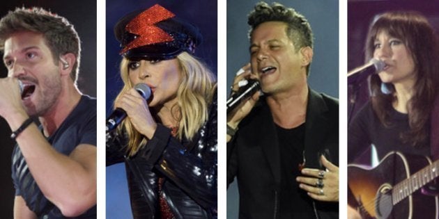 Pablo Alborán, Marta Sánchez, Alejandro Sanz y Amaral, en sus respectivos