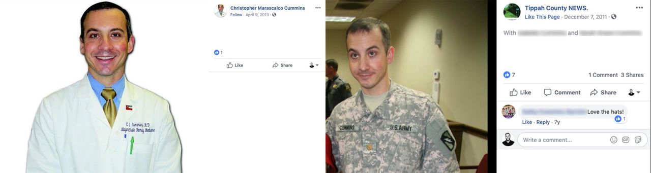 Christopher Cummins, a lieutenant colonel physician in the Army Reserve. Many of his biographical details match those of Discord user giuseppe398, who bragged about posting Identity Evropa flyers in Mississippi and Tennessee.