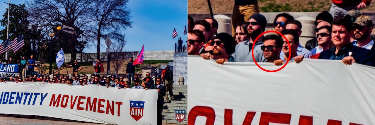 A photo from a gathering of the American Identity Movement, originally called Identity Evropa, posted to Twitter in March 2019. Laguardia, a Marine, can be seen in the photo.