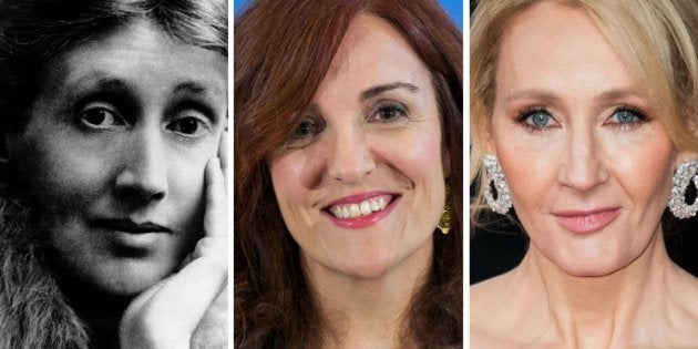Las escritoras Virginia Woolf, Elvira Lindo y J.K. Rowling.