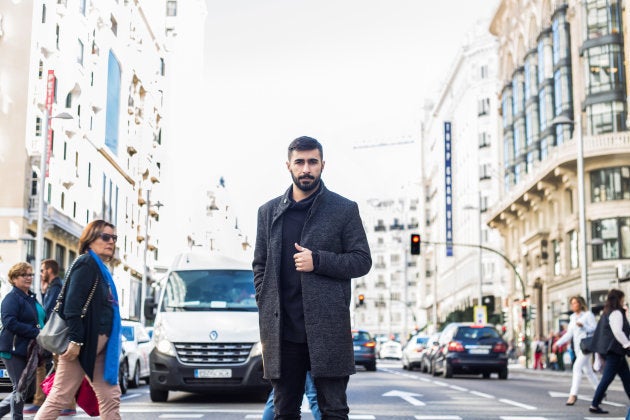 El cantante Rayden, en la Gran Vía de Madrid.