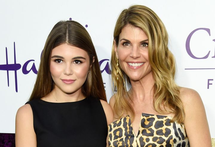 Actress Lori Laughlin and her daughter Olivia Jade Giannulli at an event for Crown Media Family Networks, which owns the Hallmark Channel, in Beverly Hills, California, in 2015. The company said it has severed its relationship with Loughlin.