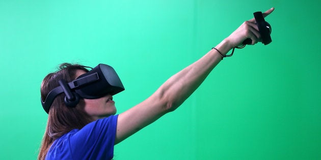 Las gafas de Oculus en la conferencia de desarrolladores de Facebook F8 Developer celebrada el 18 de abril de 2017 en San Jose, California.