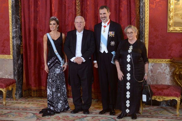 Letizia y Felipe VI en la cena de honor al presidente de Israel, Reuven Rivlin, y su esposa, Nechama