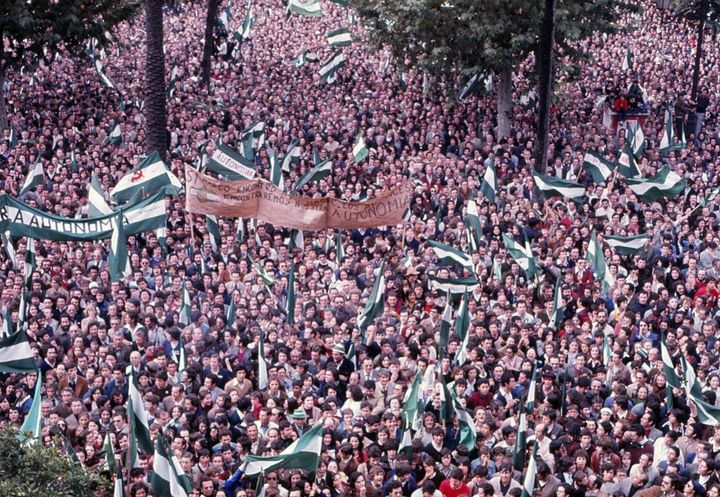 Imagen de la manifestación de 1977 en la que los andaluces reclamaban su autonomía. 