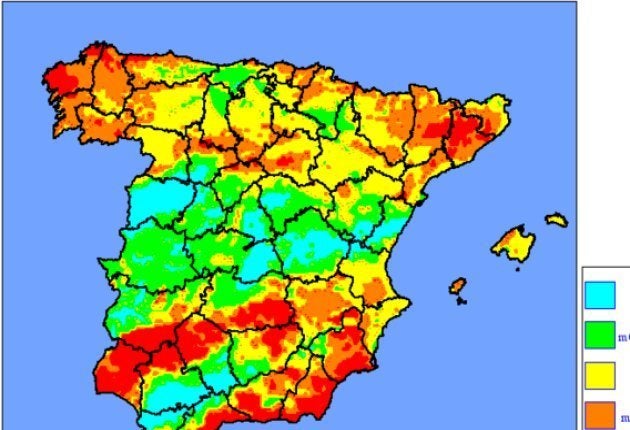 Mapa de riesgo de incendios forestales para el 25 de junio de 2017, según AEMET.