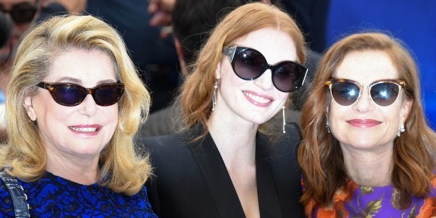 Catherine Deneuve, Jessica Chastain e Isabelle Huppert en Cannes en 2017.