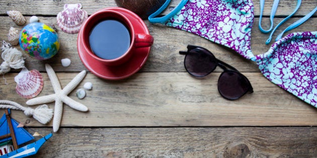 travel planning on wooden background