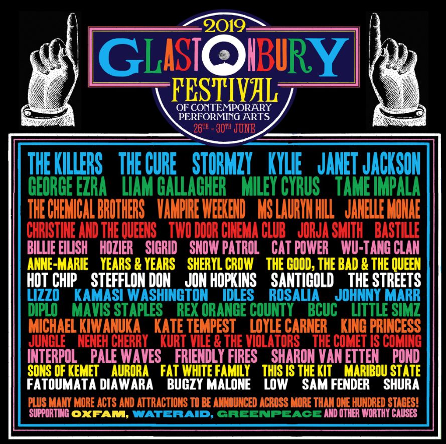 Glastonbury 2019 Line-Up Announced With The Killers And The Cure ...