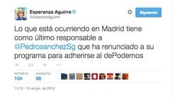 Los cinco tuits enfurecidos de Aguirre tras la polémica por