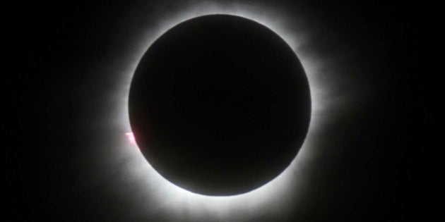 A total solar eclipse is seen in Belitung, Indonesia, Wednesday, March 9, 2016. A total solar eclipse was witnessed along a narrow path that stretched across Indonesia while in other parts of Asia a partial eclipse was visible. (AP Photo)