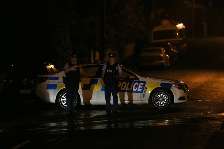 Police investigate a property at Somerville Street on March 15, 2019 in Dunedin, New Zealand. Residents have been evacuated off the street.
