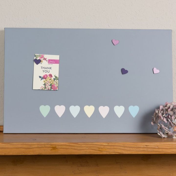 Grey Pastel Hearts Magnetic Notice Board, Magnetic Noticeboard, £32, 57.5 x 35.5 cm
