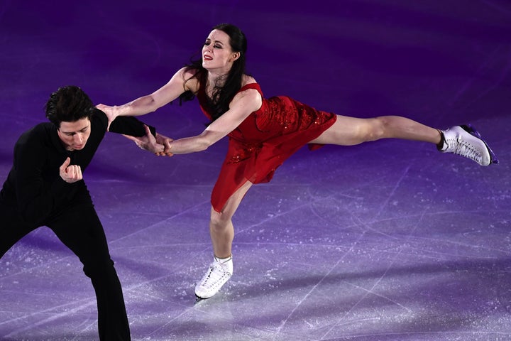 Tessa Virtue performs with Scott Moir perform during the figure skating gala event at the 2018 Winter Olympic Games.