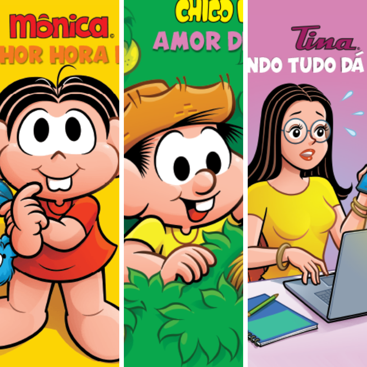 Livros contam com histórias de personagens como Mônica, Chico Bento, Tina, entre outros.