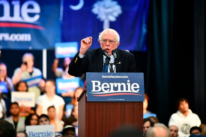Sen. Bernie Sanders addresses a rally in North Charleston, South Carolina, on Thursday. Alumni of his 2016 bid launched the movement to unionize Democratic campaigns.