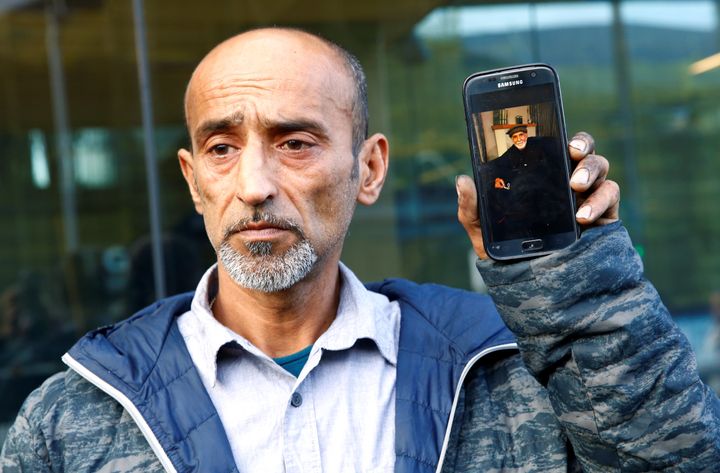 Omar Nabi speaks to the media about losing his father Haji Daoud in the mosque attacks, at the district court in Christchurch.
