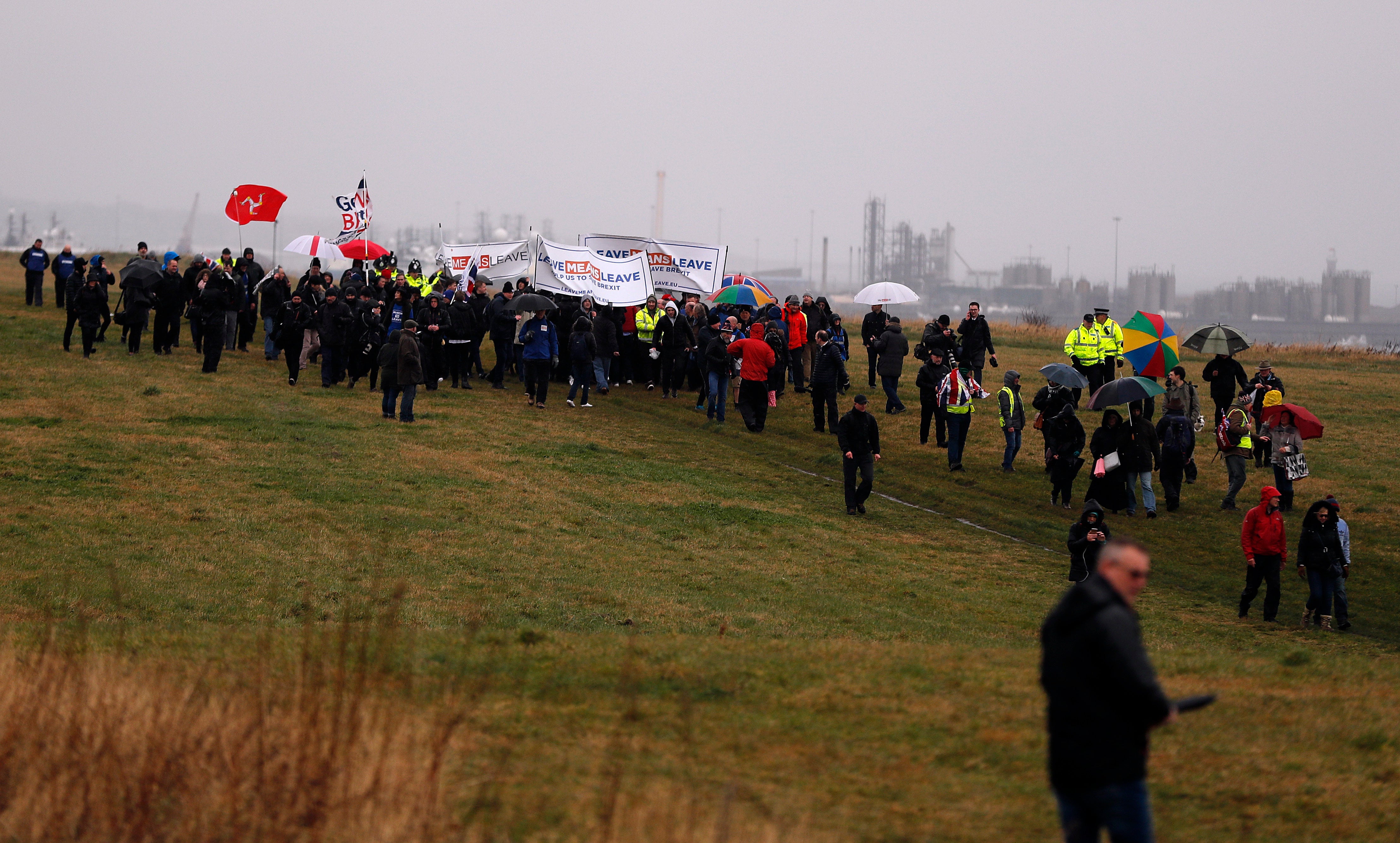 Only 200 People Have Shown Up For Nigel Farage's Very Wet Brexit