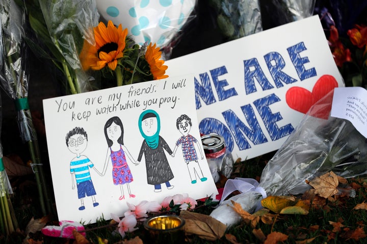 Messages and cards left at the Botanical Gardens in Christchurch after this week's massacre.