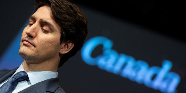 Justin Trudeau, con gesto preocupado, durante una rueda de prensa Quebec, el pasado 28 de febrero.