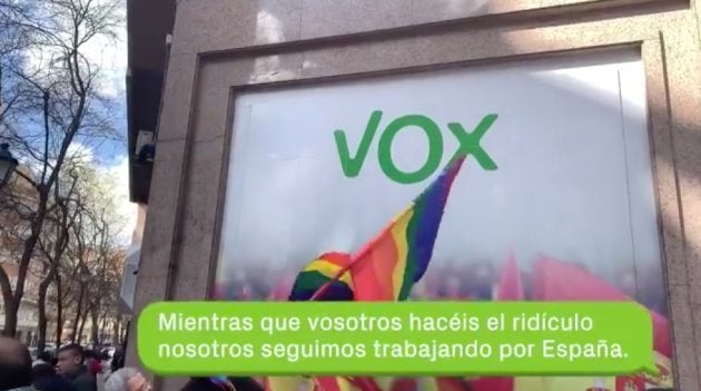 Rótulo de Vox contra la protesta feminista.