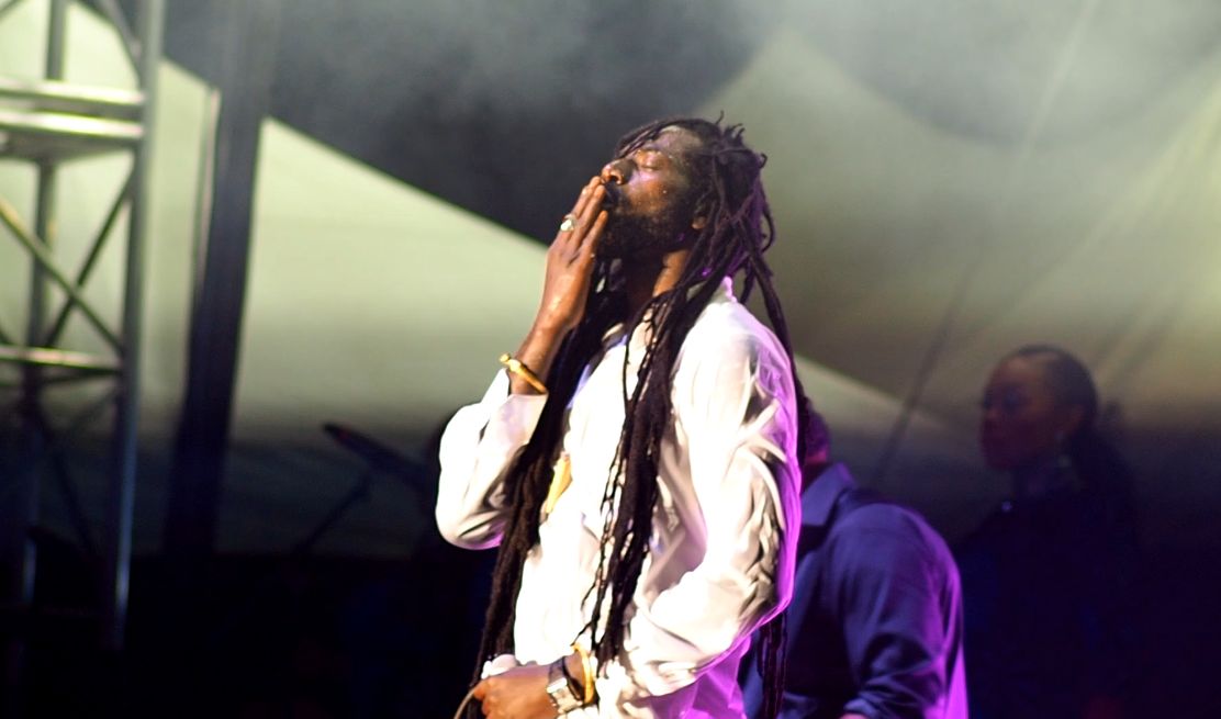 Buju Banton briefly paused to take in the atmosphere during an energetic two hour set.
