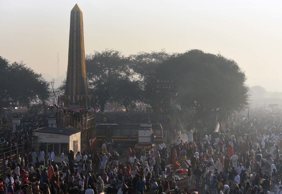 People visit the Jay Stambh to pay tribute on occasion of 201st anniversary of the Bhima Koregaon battle on 1 January, 2019.