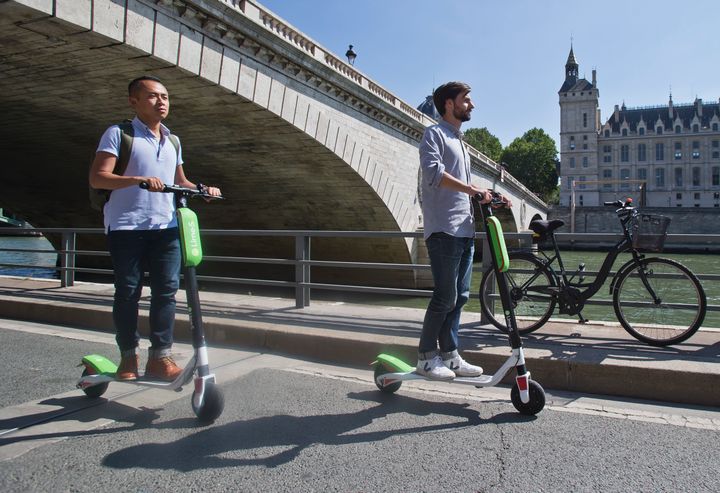 Electric scooters are popular in foreign cities, including Paris, France.