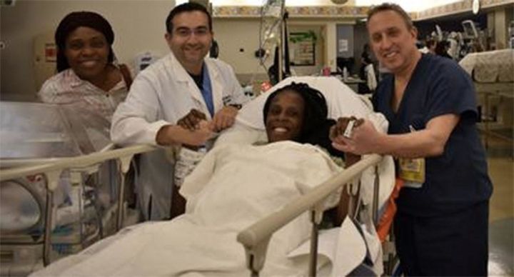 Thelma Chiaka gave birth to four boys and two girls in nine minutes at the Woman’s Hospital of Texas on March 15.