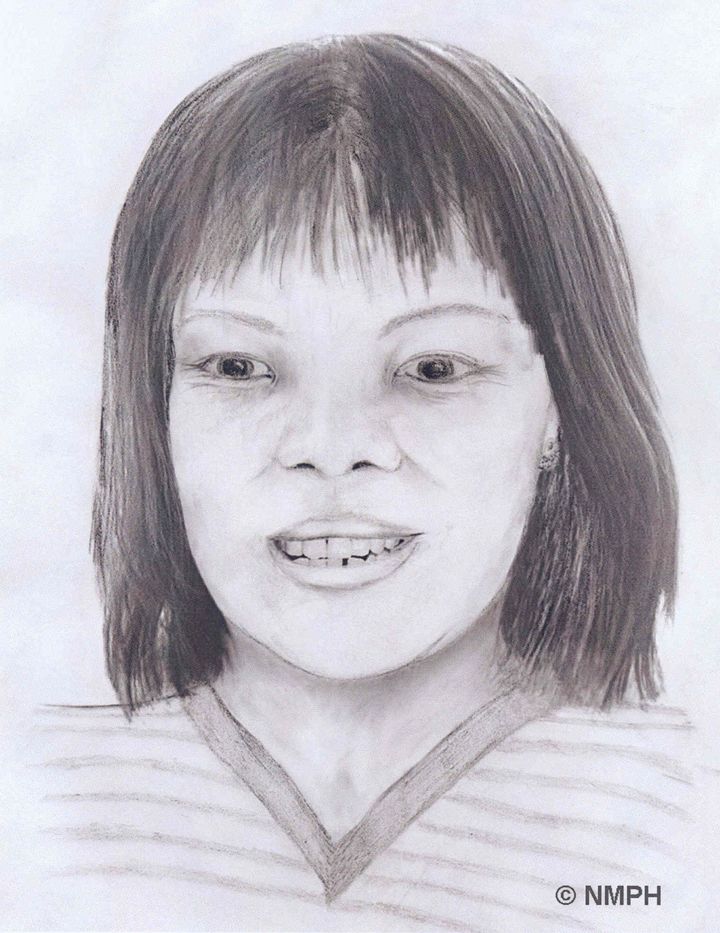 An artist's impression of the body of the woman, who has now been identified as Lamduan Armitage nee Seekanya