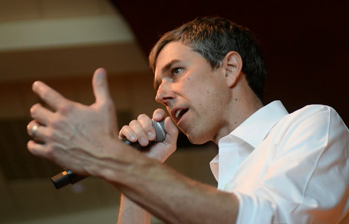 Beto O'Rourke gives a speech during a campaign stop in State College, Pennsylvania, on Tuesday.