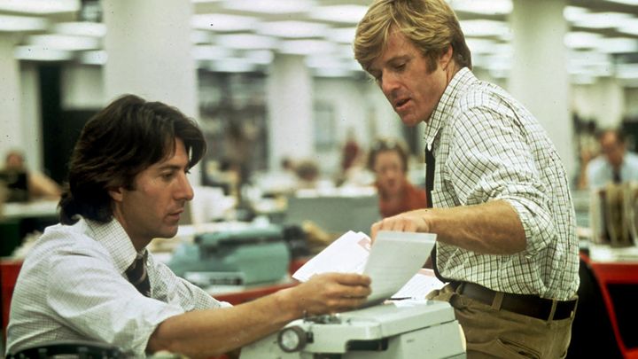 Dustin Hoffman and Robert Redford in "All the President's Men" on Netflix.