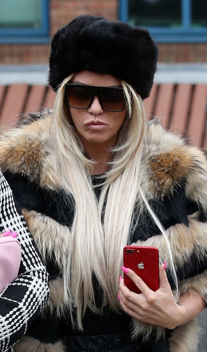 Katie Price arriving at Crawley Magistrates Court