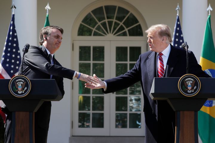 "Brazil’s relationship with the United States, because of our friendship, is probably better than it’s ever been," President Donald Trump (right) said during a meeting with Brazil President Jair Bolsonaro at the White House on Tuesday.