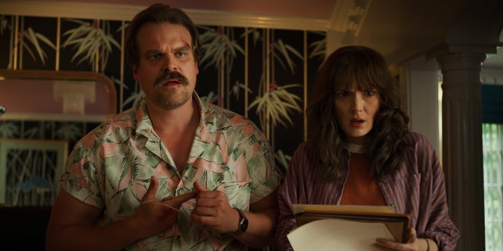 Jim Hopper (David Harbour) and Joyce Byers (Winona Ryder) in "Stranger Things."