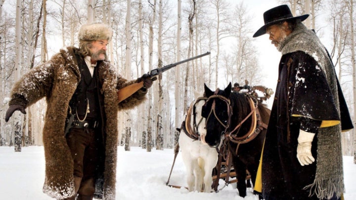 Kurt Russell and Samuel L. Jackson in "The Hateful Eight" on Netflix.